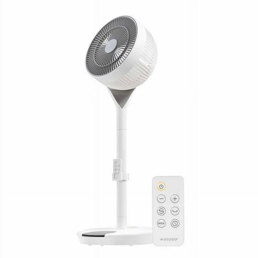 WOOZOO 2 Speed 360 Pedestal Fan DC Motor Adjustable 21" to 36" White 1747373