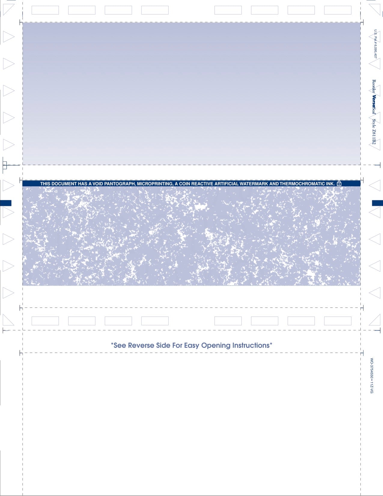 VERSASEAL (1000 PACK) 11″ Z-Fold Pressure Seal Security Payroll Checks Z811B2-E BB 06/24