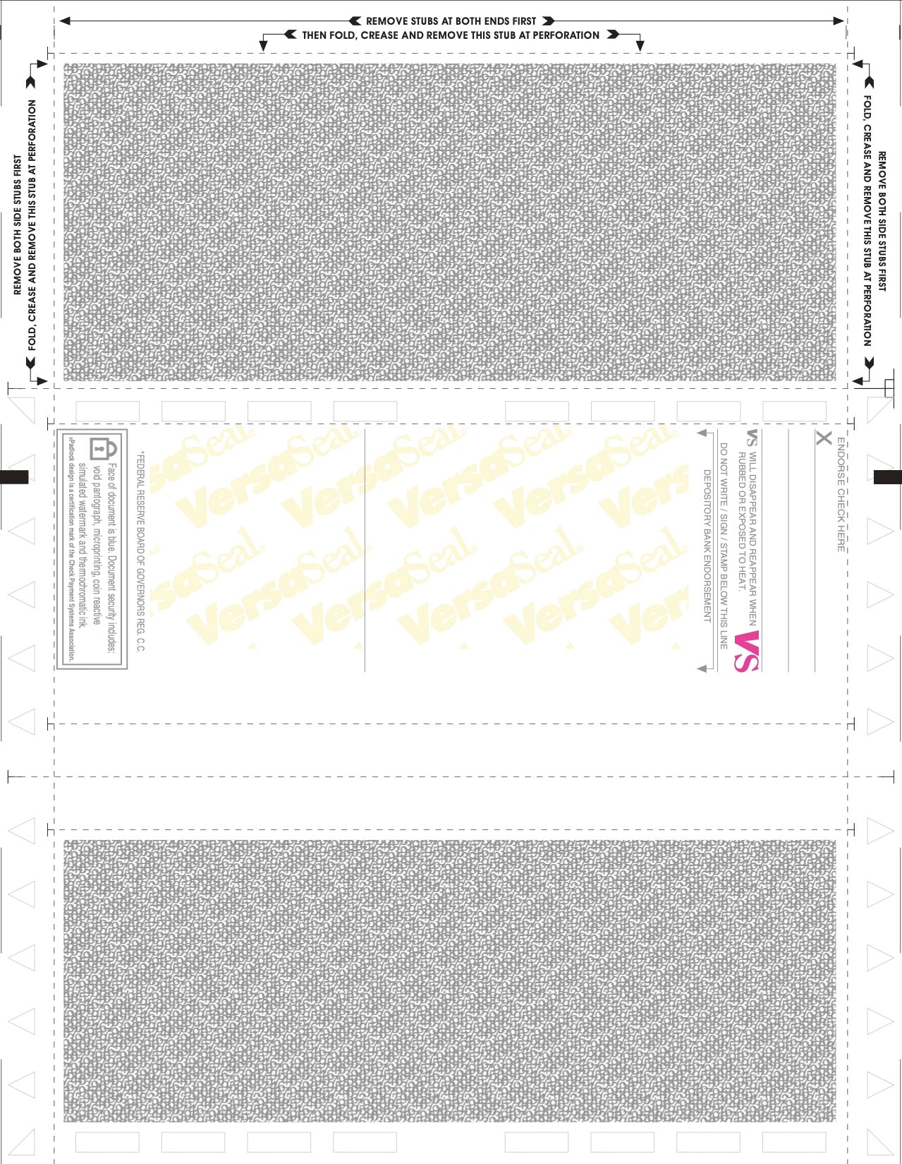 VERSASEAL (1000 PACK) 11″ Z-Fold Pressure Seal Security Payroll Checks Z811B2-E BB 06/24