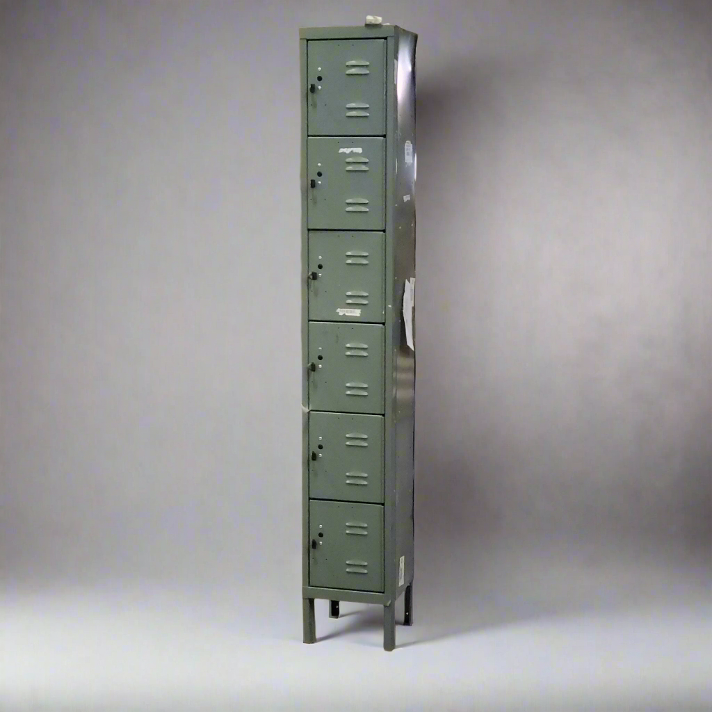 ZA@ GRAINGER Grey 6 Tier Locker Cabinet 4HE37 Sz 78”Hx12”x12” (AS-IS, Damage)