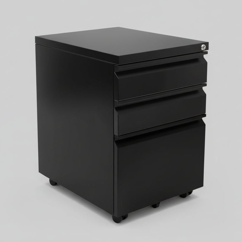 Modern Metal File Cabinet W/ Lock 3 Drawer Black W1247P289796