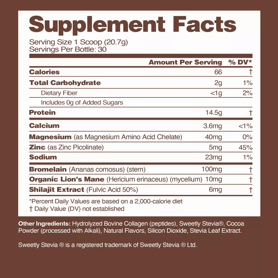 DR NUZUM Collagen Peptides Beverage Powder Chocolate Flavor 1 Lb Brown BB 07/26