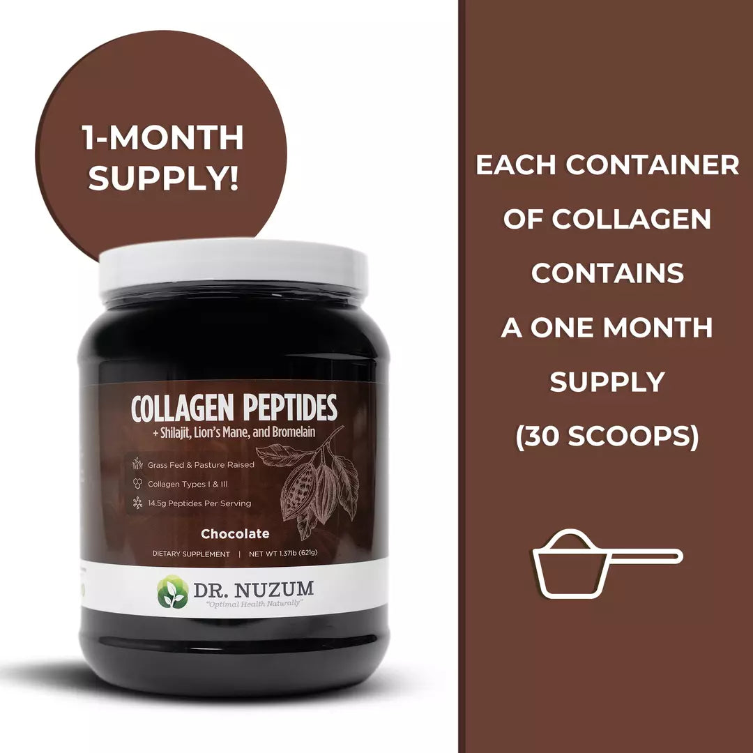 DR NUZUM Collagen Peptides Beverage Powder Chocolate Flavor 1 Lb Brown BB 07/26