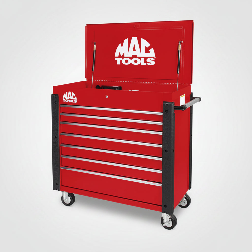 MAC TOOLS 7 Drawer Utility Cart  43" H x 41 W x 22 D Firebrick Red UC4222DTF-RD