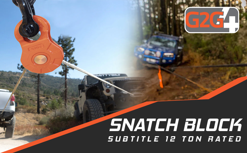 G2G4 12 Ton Snatch Block Pulley For Synthetic up to 5/8" Rope, Steel Cable, Winch