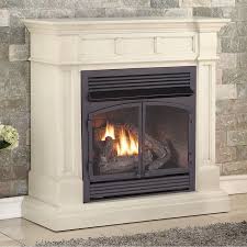 DULUTH FORGE Dual Fuel Ventless Gas Fireplace, With Mantel - 32,000 BTU White Finish CM400-2-AW