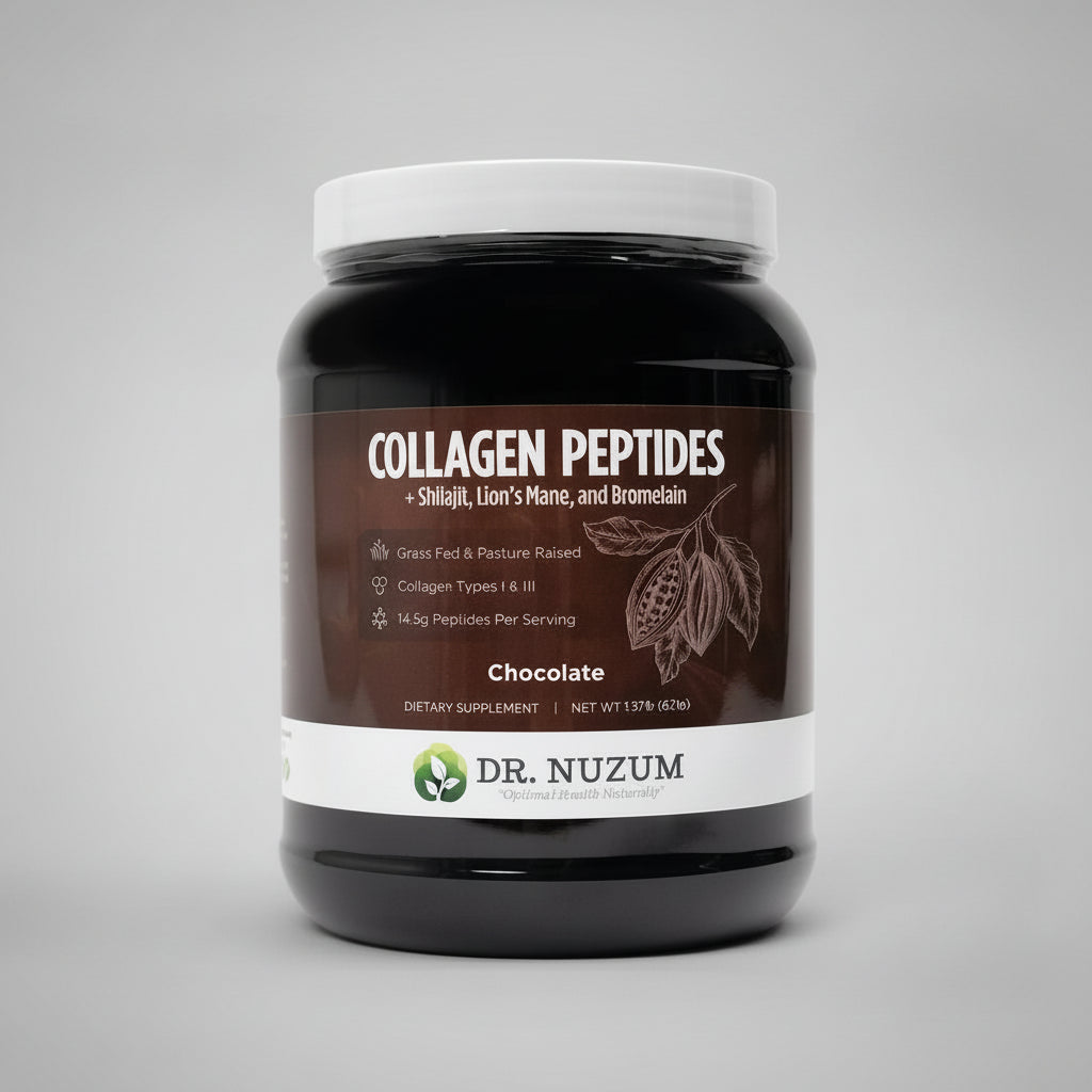 DR NUZUM Collagen Peptides Beverage Powder Chocolate Flavor 1 Lb Brown BB 07/26