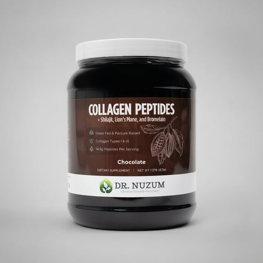 DR NUZUM Collagen Peptides Beverage Powder Chocolate Flavor 1 Lb Brown BB 07/26
