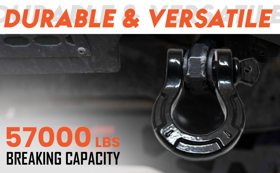 G2G4 (2 PACK) Heavy Duty Steel D-Ring Shackle ¾″ 57,000 lb Capacity ⅞″ Screw Pin