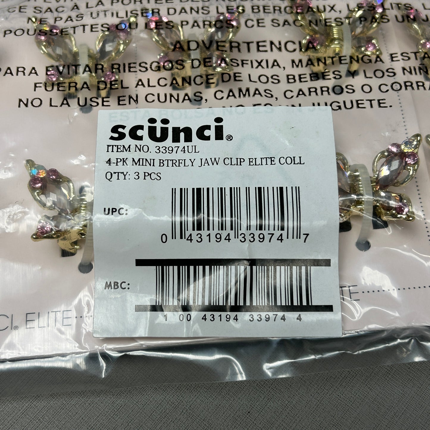 SCUNCI 3-PACK! Elite Mini Butterfly Jaw Clip, 4-Pieces (New)