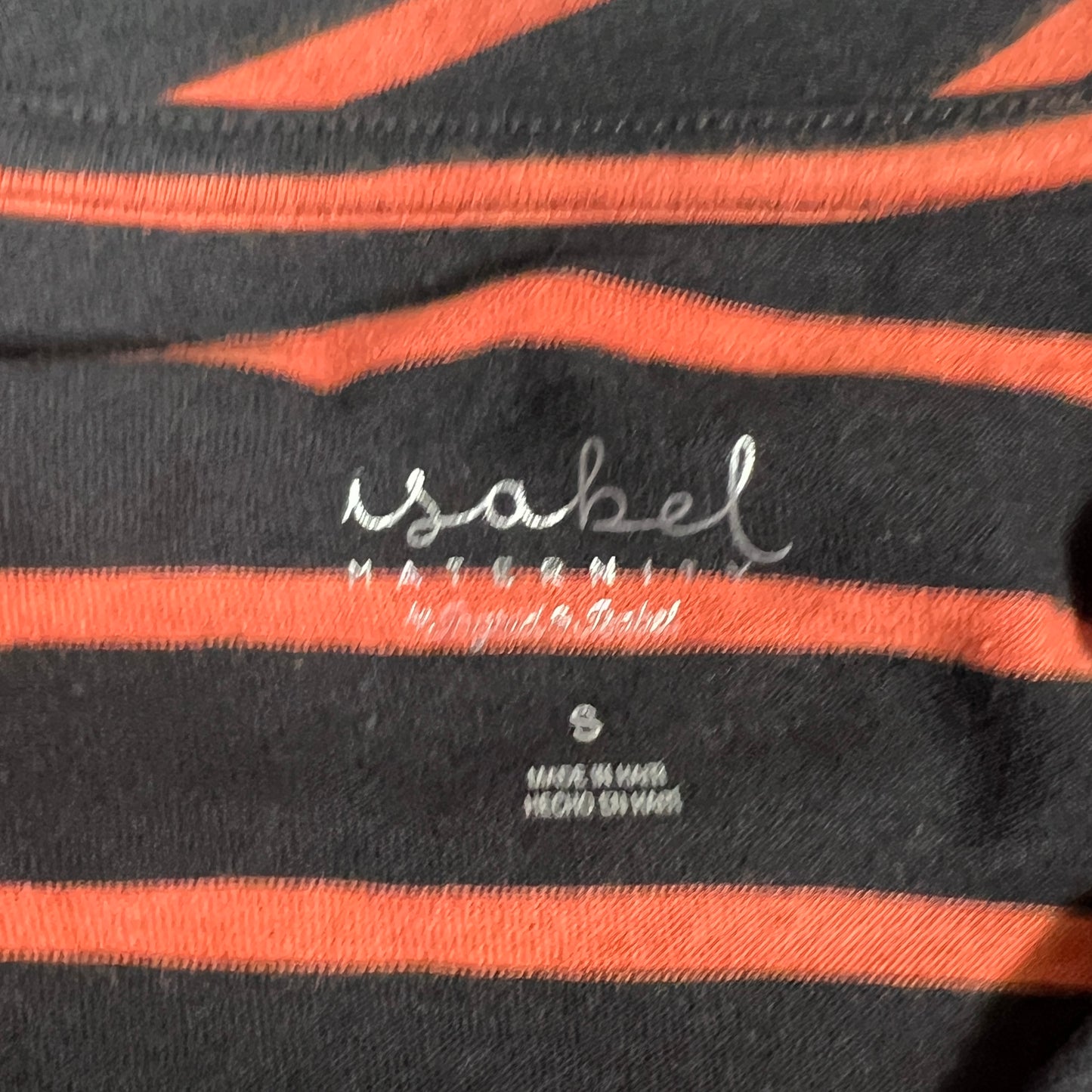 Z@ ISABEL MATERNITY Orange & Black V-Neck Striped Long Sleeve Top Size Small (New)