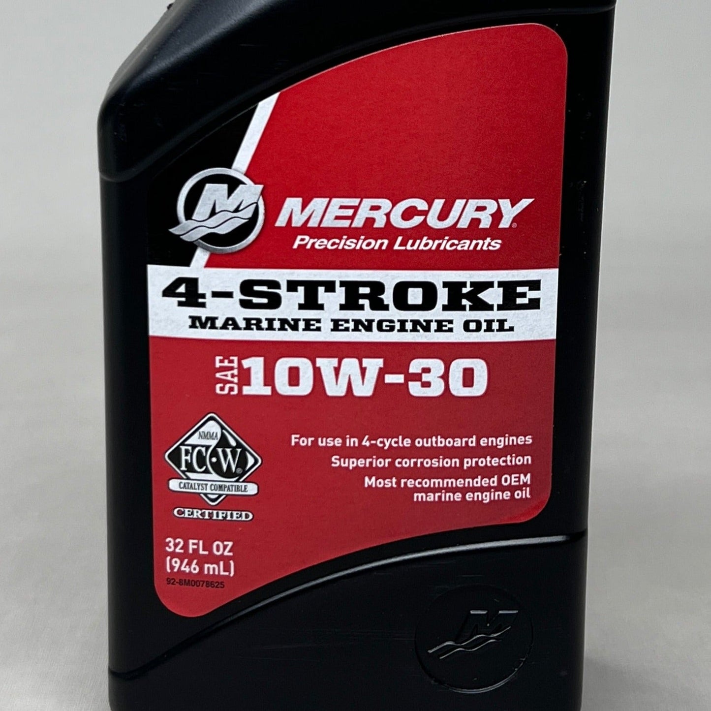 ZA@ MERCURY (6 PACK) 4-Stroke Marine Engine Oil SAE 10W-30 32 fl oz 92-8M0078625 (New) C