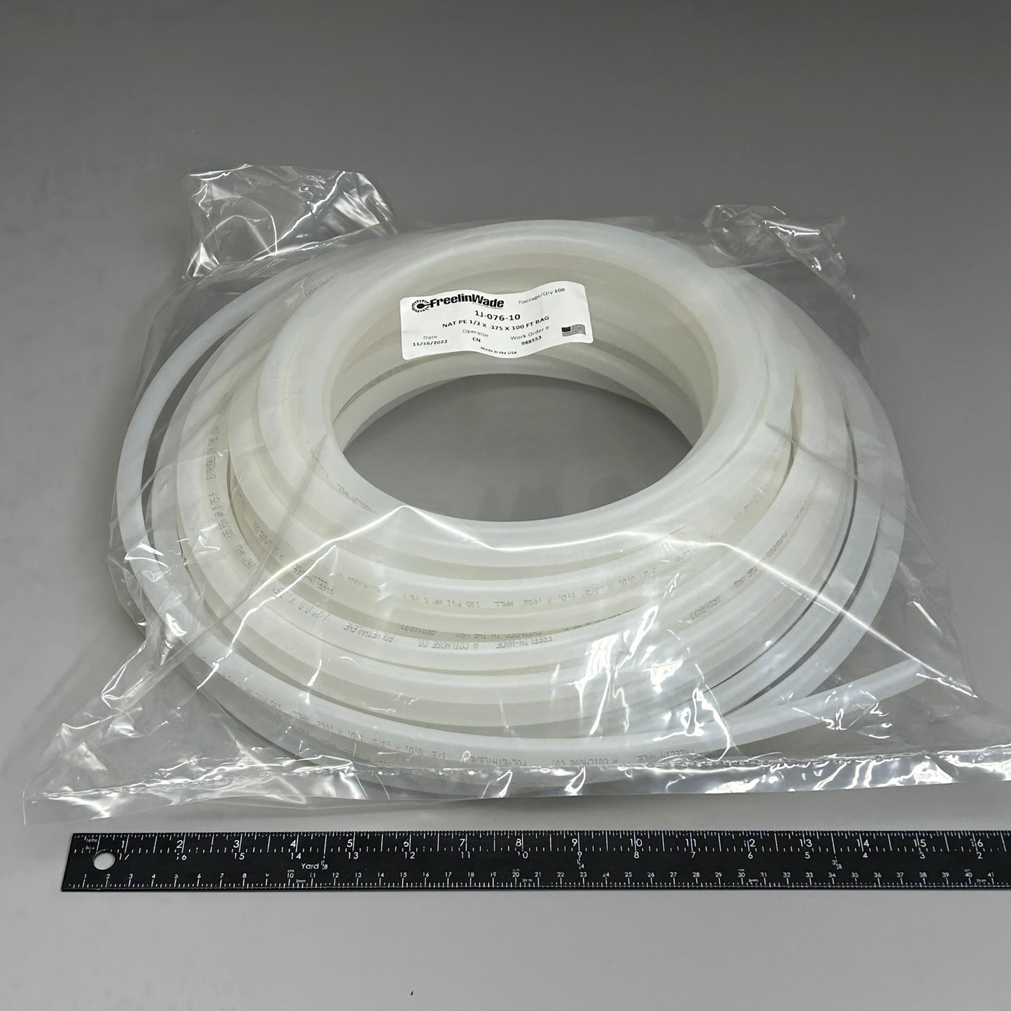 FREELIN-WADE Natural Polyethylene Tubing 100 ft 1J-076-10 (New)