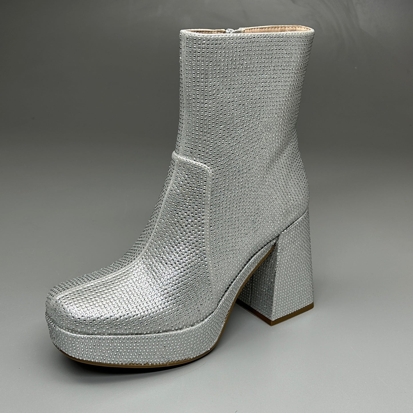 MIA Iva Silver Stone Heeled Boots Women's Sz 9.5 Silver GS1253108 (New)