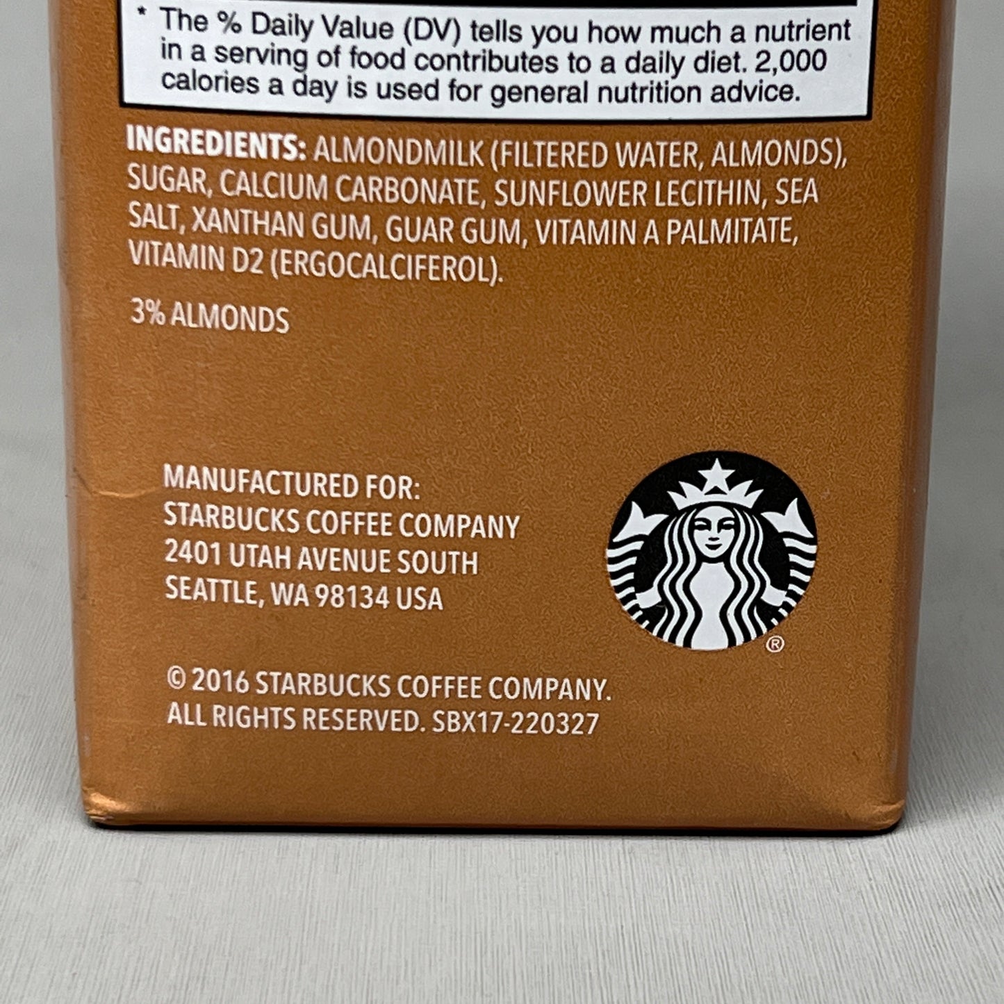 ZA@ STARBUCKS (8 PACK) Unflavored Almond Milk Fortified Beverage 64 fl oz BB 12/25