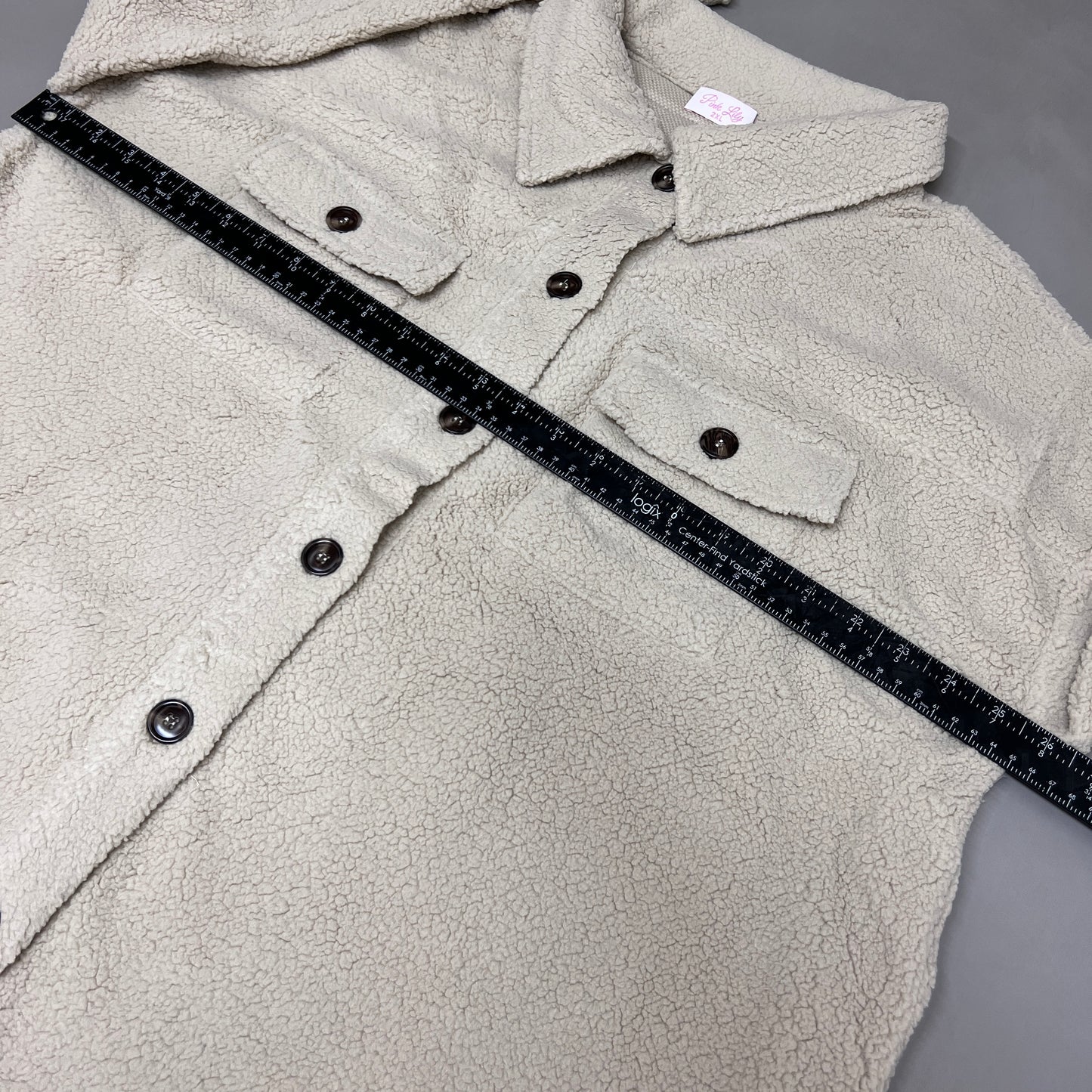 PINK LILY Fleece Button-up Jacket Women's Sz 2XL Beige PL177 (New)