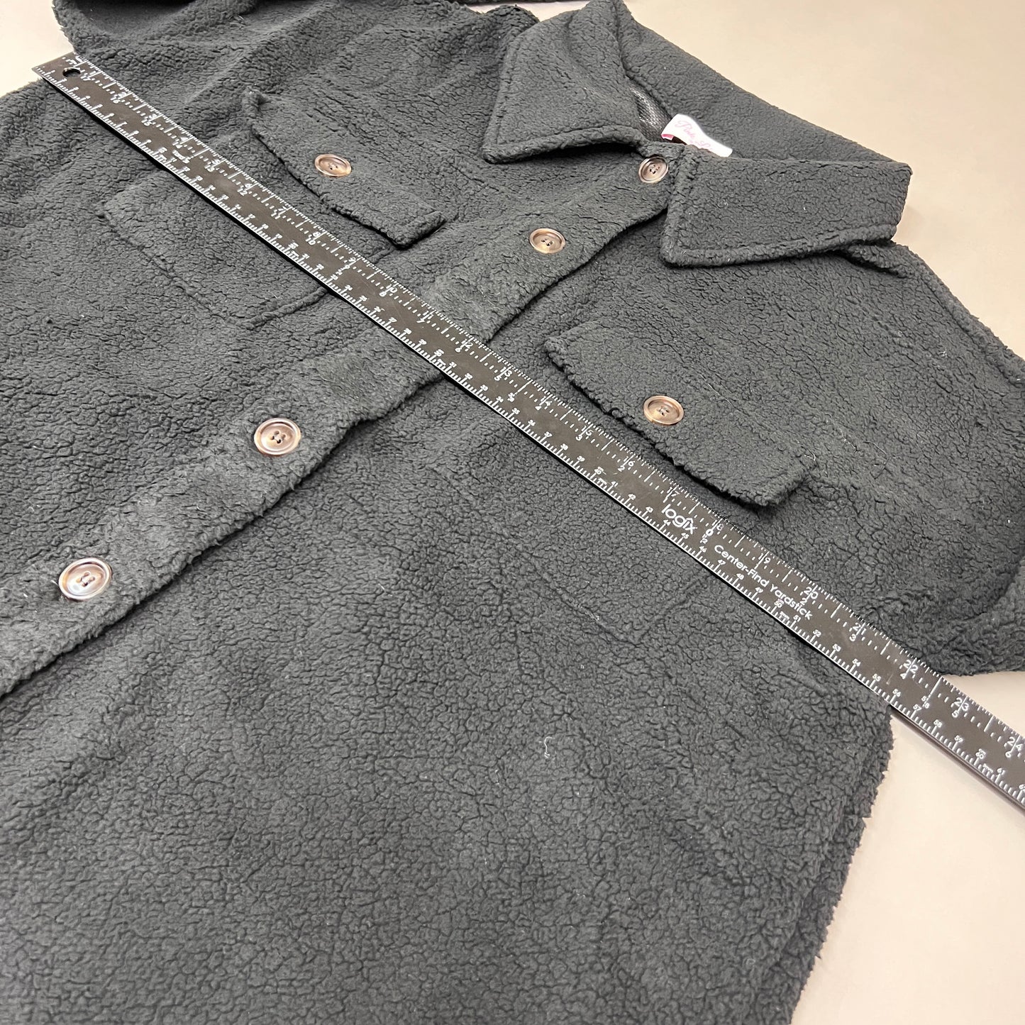 PINK LILY Fleece Button-up Jacket Women's Sz M Black PL177 (New)