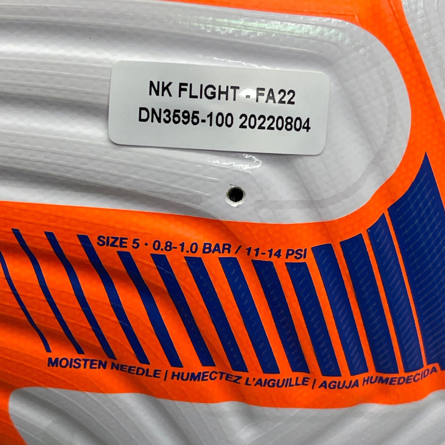 NIKE Flight Official Match Soccer Ball ACC Sz 5 White/Total/Orange Black DN3595-100 (New) B