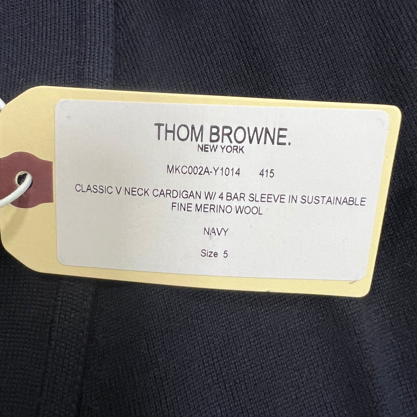 THOM BROWNE Cardigan w/ 4Bar in Sustainable Fine Merino Wool Navy Size 5 (New)