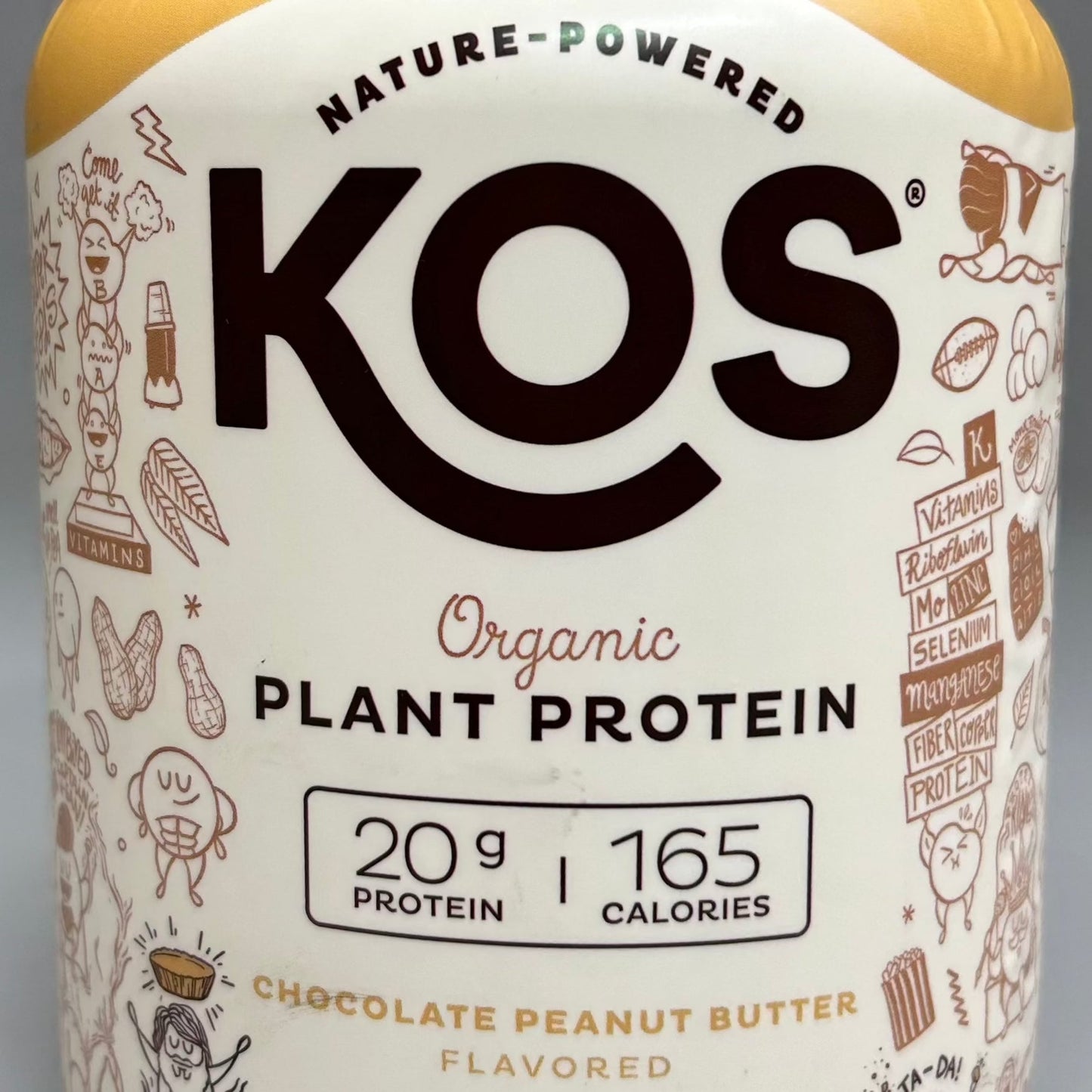 ZA@ KOS Chocolate Peanut Butter Flavored Organic Plant Protein Powder 20.6 oz Exp 12/24 (New) D