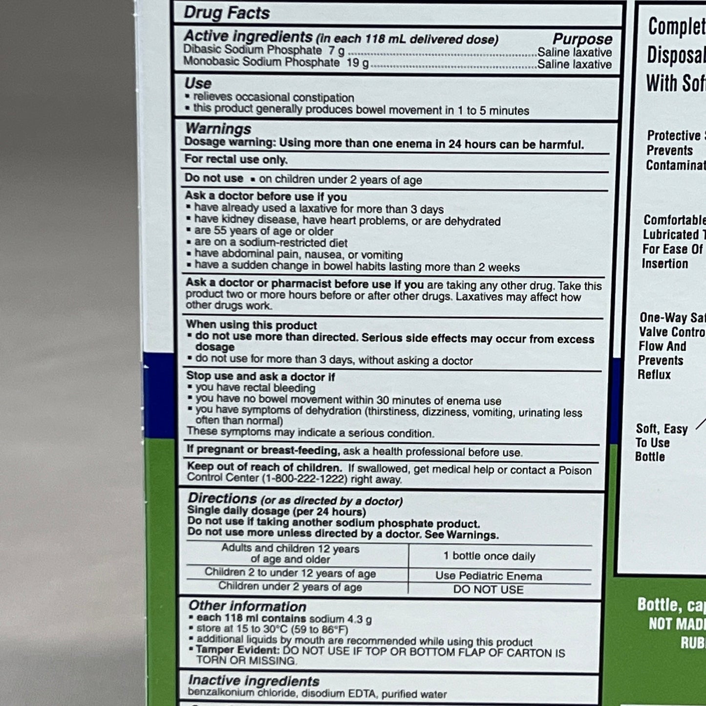 ZA@ EQUATE 6-PACK Enema Sodium Phosphates Saline Laxative Bottles 4.5 fl oz 9/24 429703 (New) D