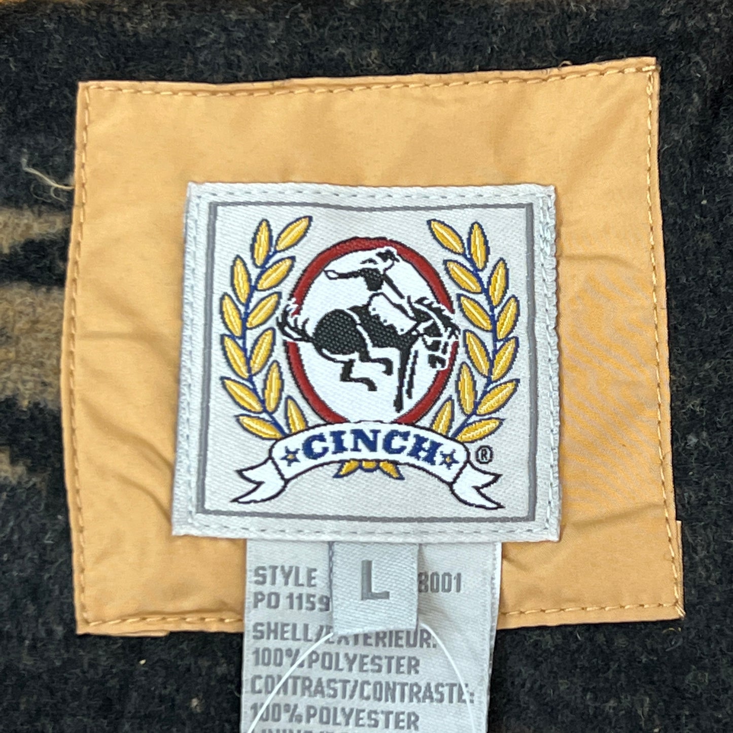 CINCH Quilted Vest Men's Sz L Gold/Brown MWV1578001 (New)