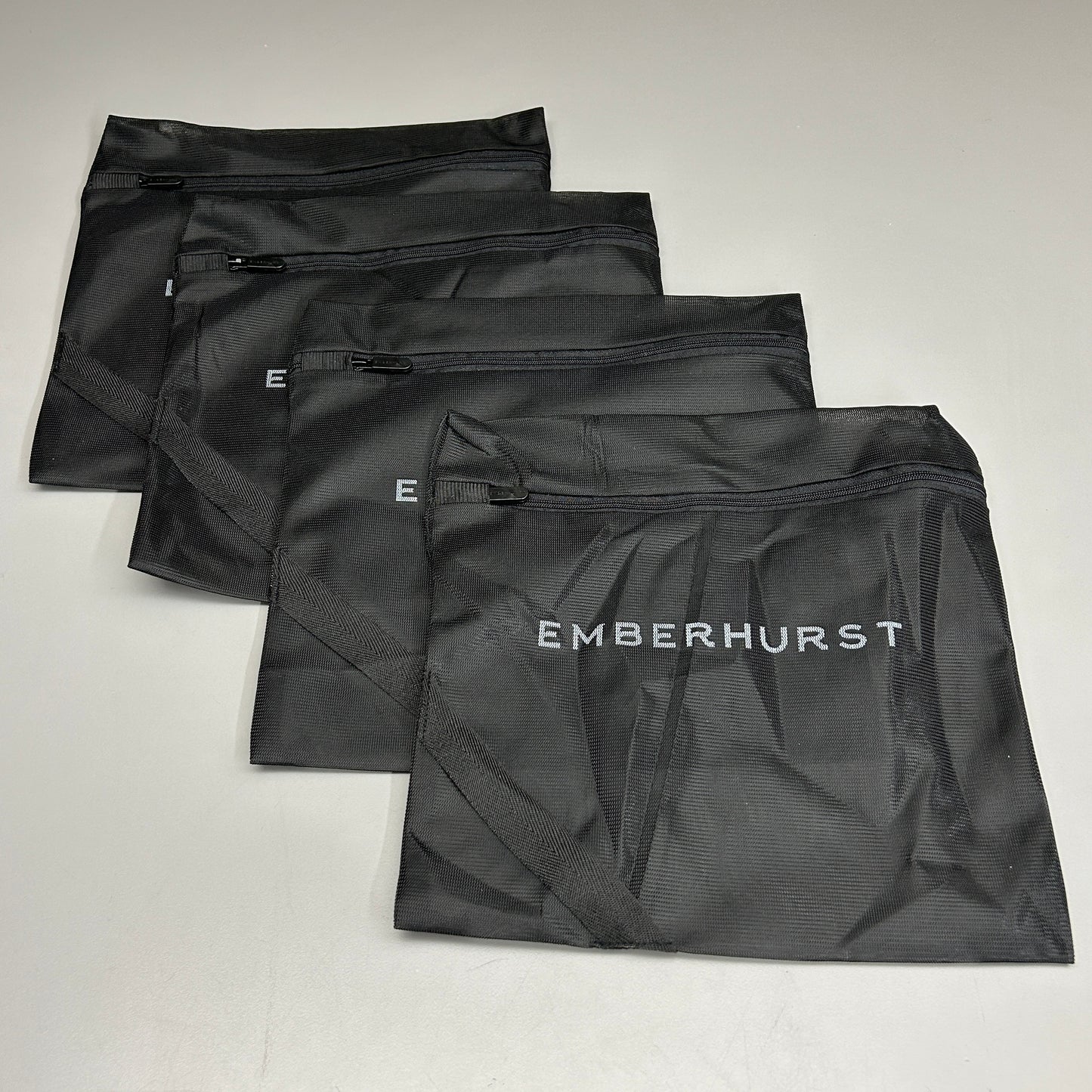 EMBERHURST 4 Pack! Mesh Carry Wash Bag With Zipper and Carrying handle Black (New)