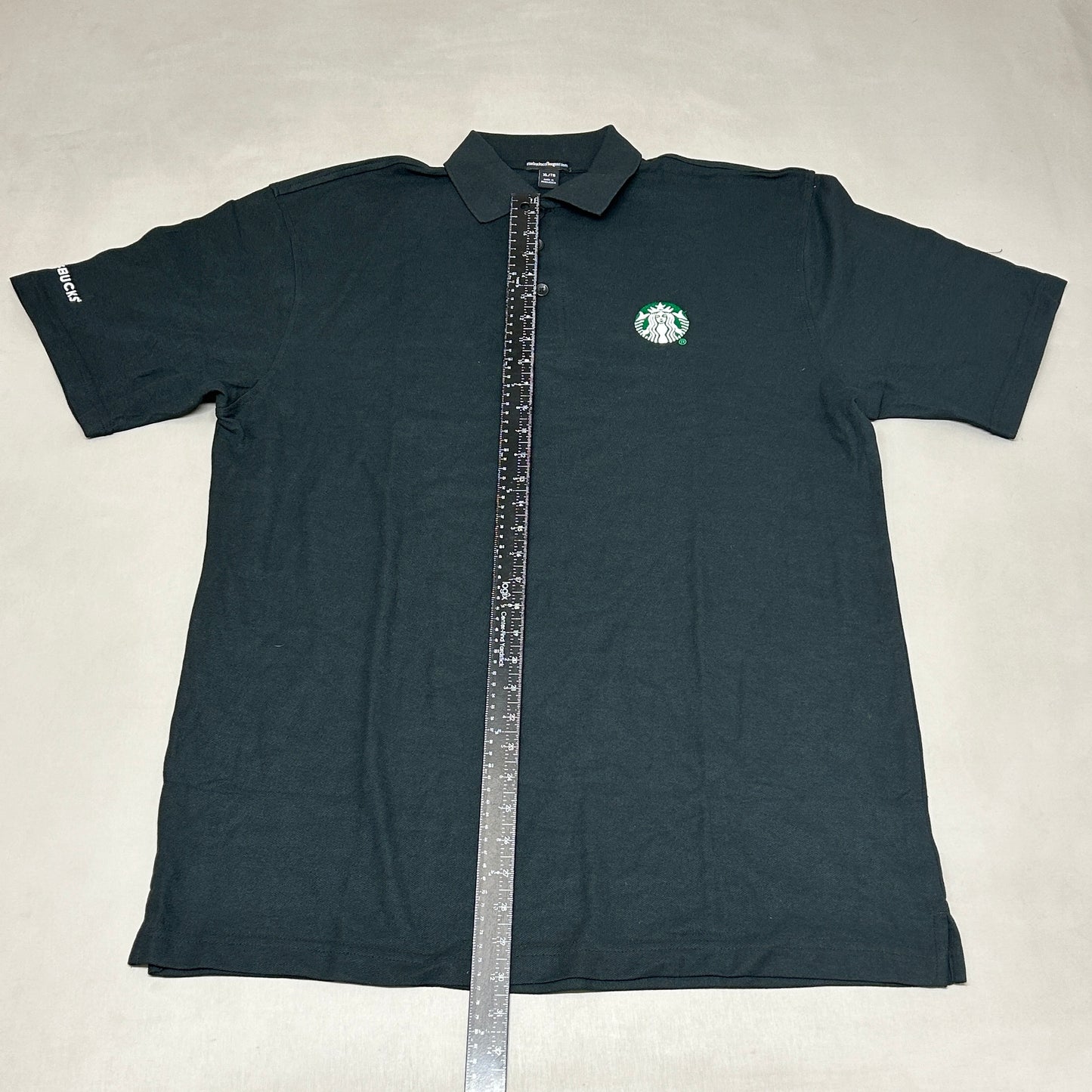 STARBUCKS Embroidered Employee T-Shirt Work Polo Uniform Unisex Sz XL Black (New)