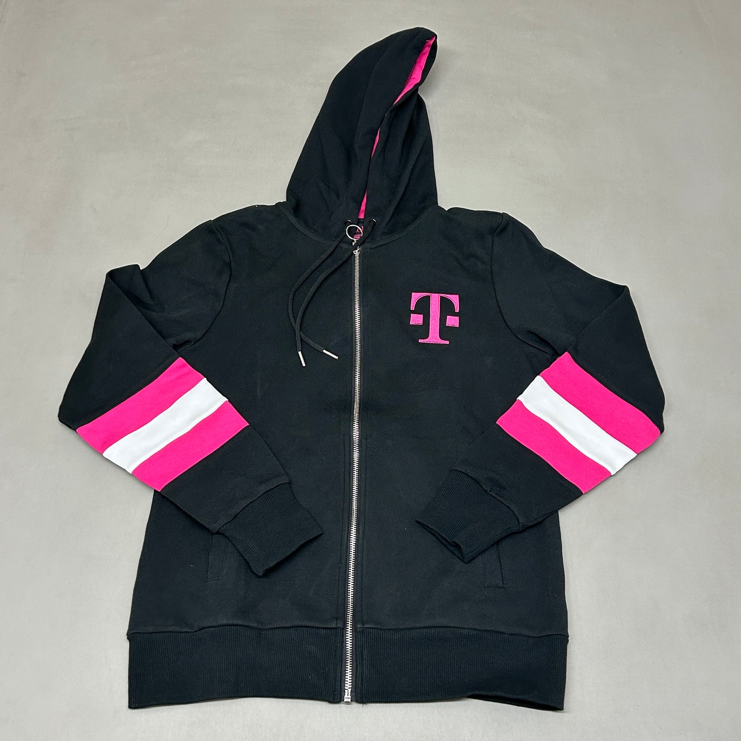 T-MOBILE Hooded Striped Logo Employee Zipped Jacket Women's Small Black/Pink (New)