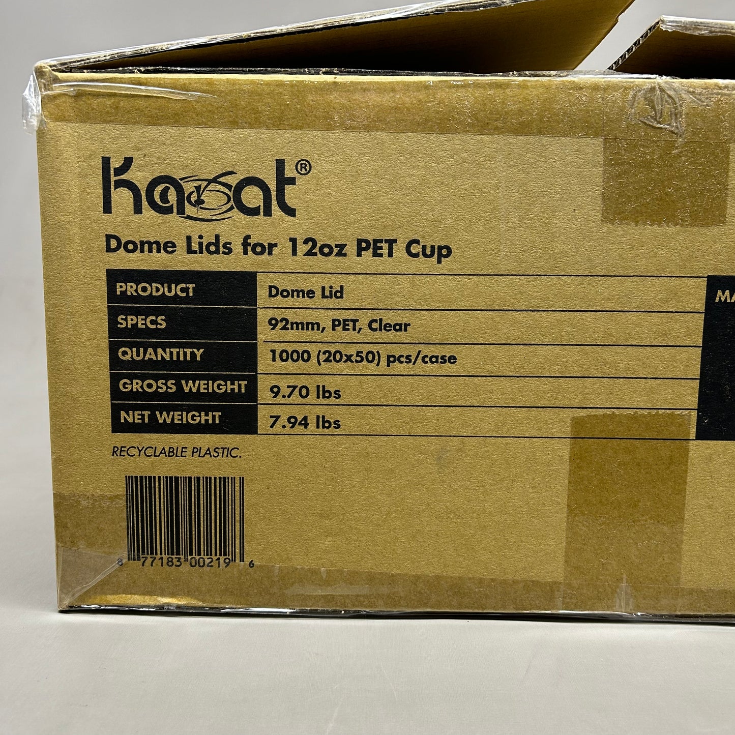 ZA@ KARAT Dome Lids for 12 oz PET Cup 92 mm Recyclable Plastic Clear 1000 ct (New)