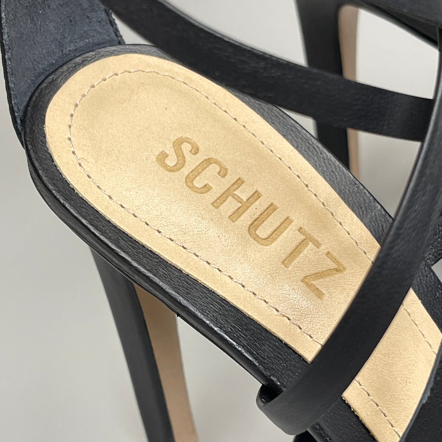 SCHUTZ Bryce Ankle Tie Women's Leather High Heel Strappy Sandal Black Sz 6.5B (New)