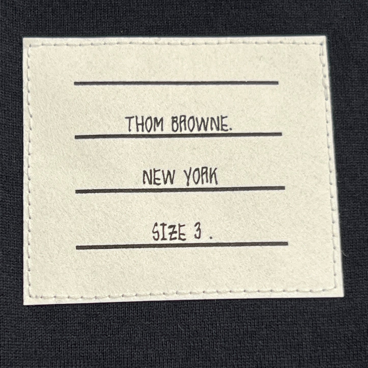 THOM BROWNE Short Sleeve RWB Pocket Tee in Medium Weight Jersey Cotton Navy Size 3(New)