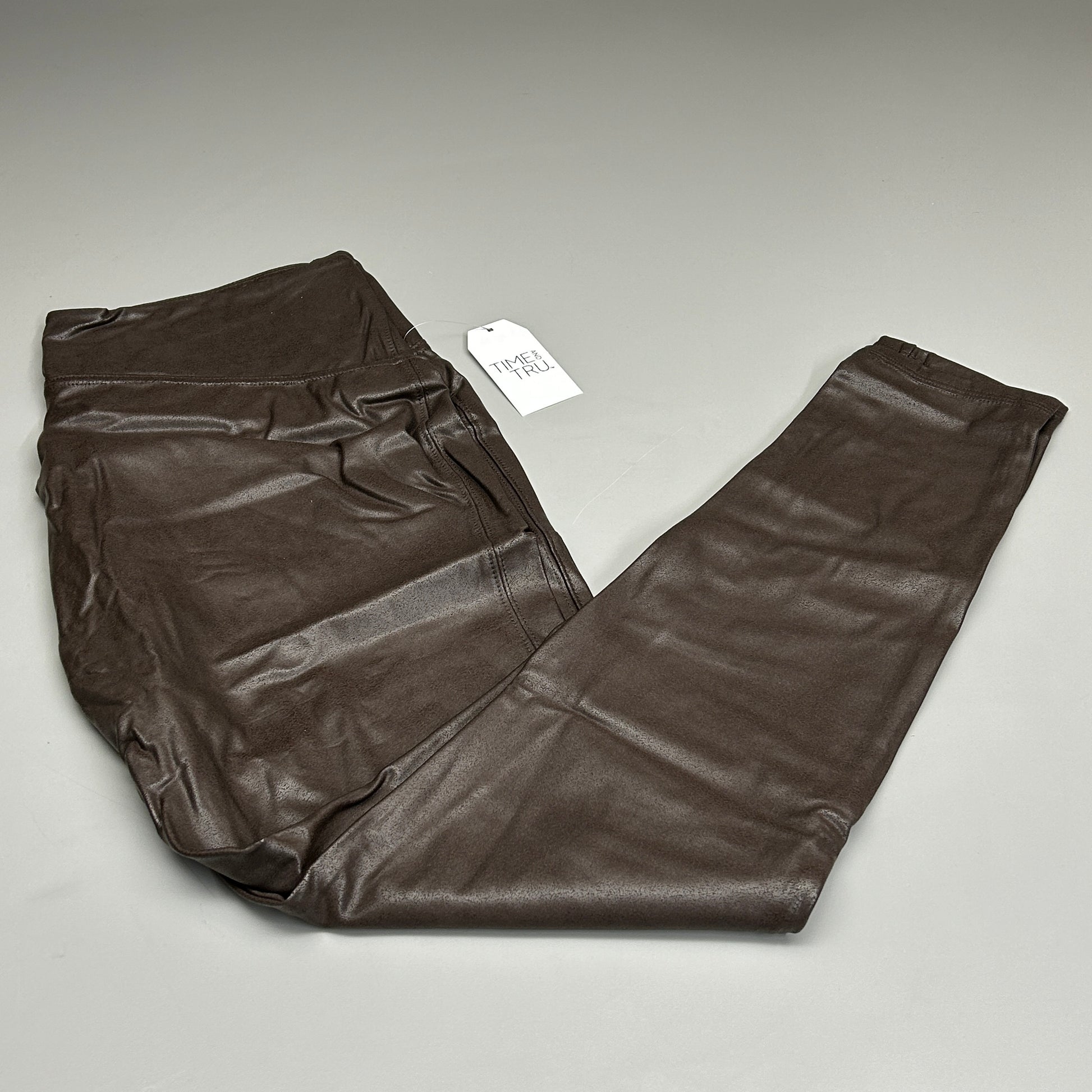TIME AND TRU Women's Faux Leather Leggings Sz XL 16-18 Brown (New