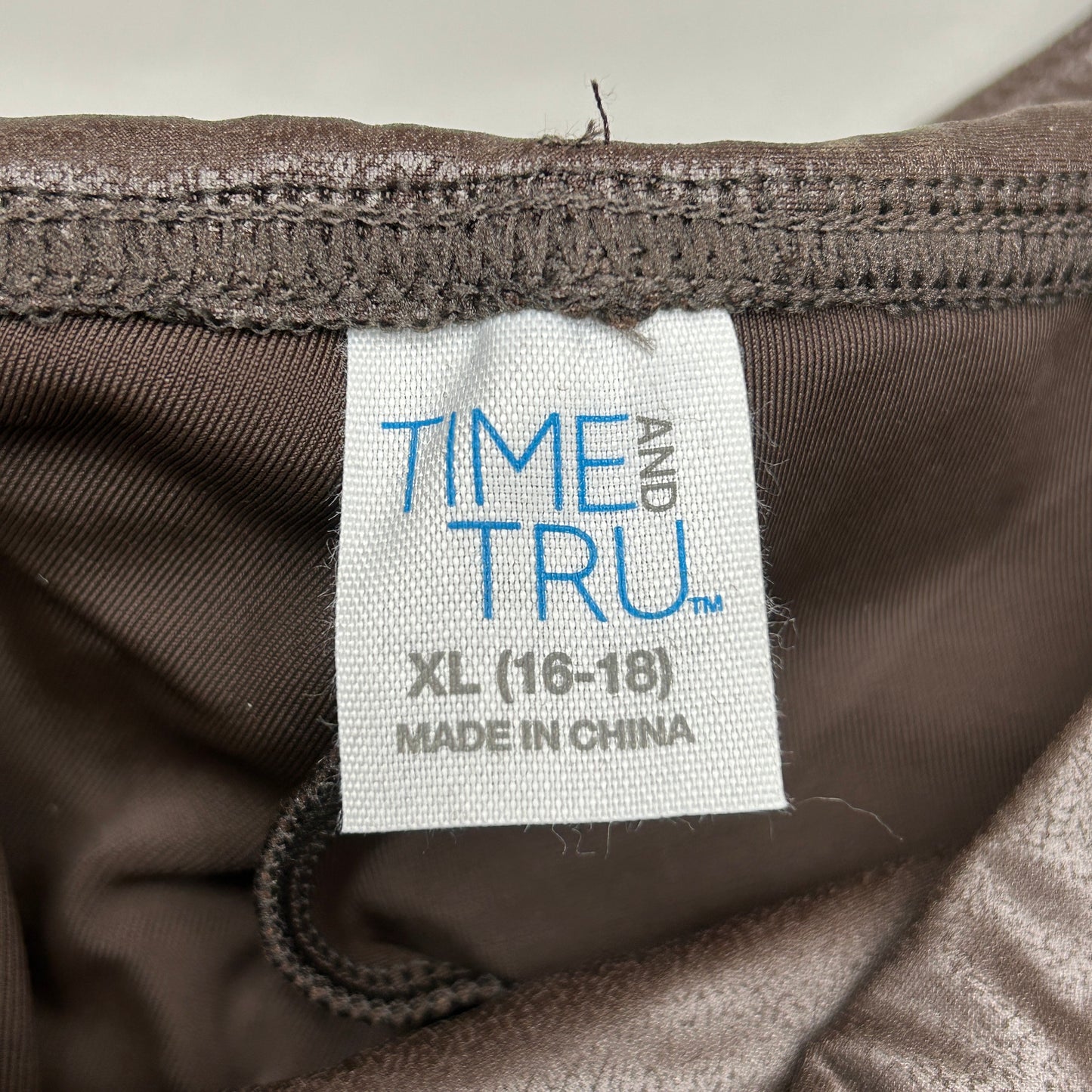 Time & Tru Women's Faux Leather Leggings; XL (16-18), Black Faux Leather