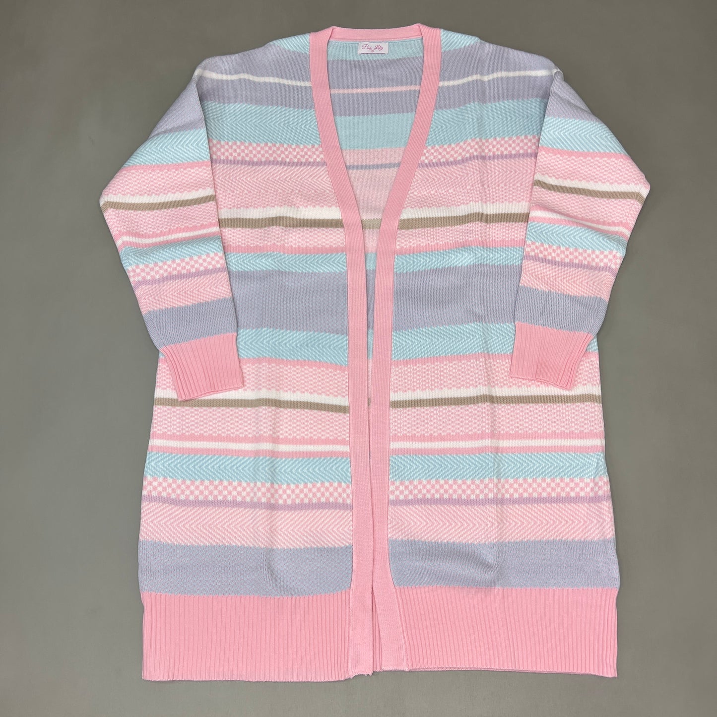 PINK LILY Multi-colored Striped Sweater Cardigan Women's Sz XS PL930 (New)