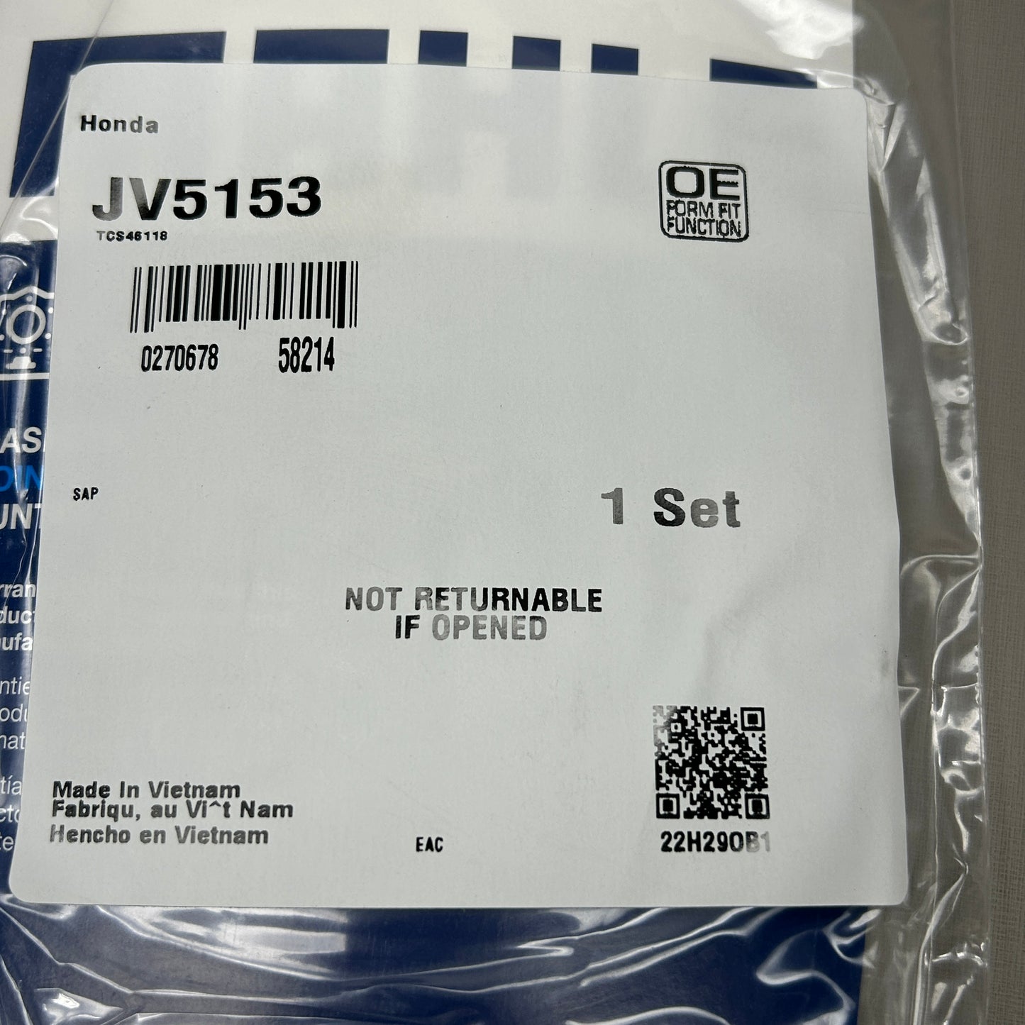 MAHLE Engine Timing Cover Gasket Set for Honda JV5153 (New)