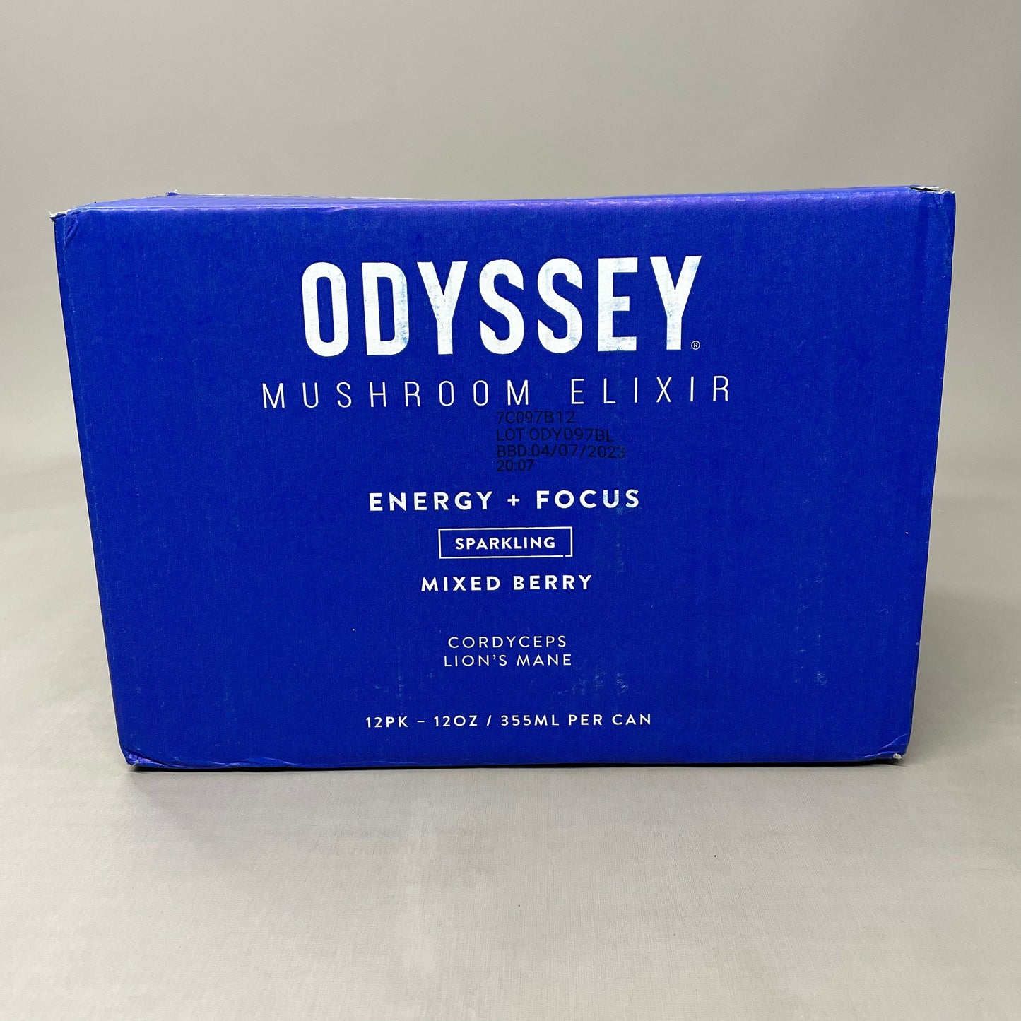 ZA@ ODYSSEY 12-PACK Mushroom Elixir Sparkling Drink Energy Focus Blackberry Lemon Twist 12 oz 05/25 A