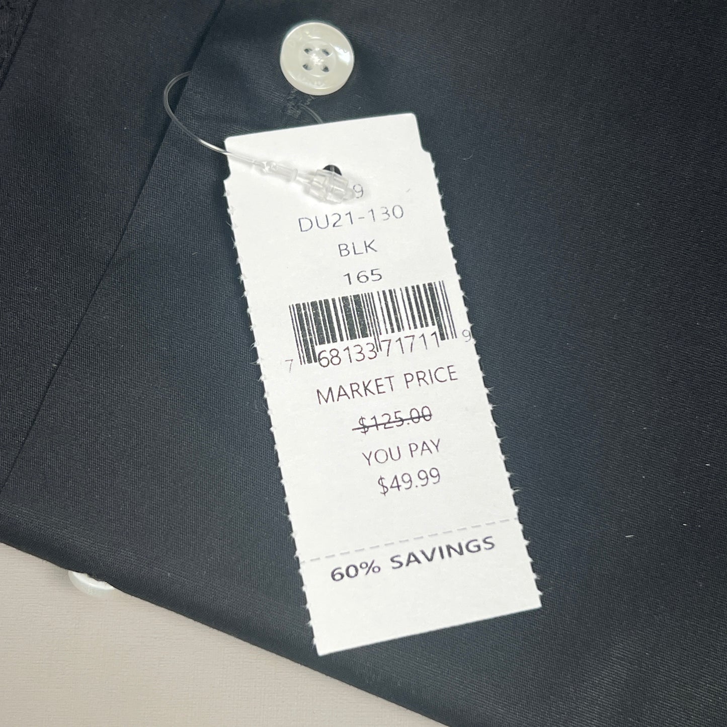 DUCHAMP LONDON Black Solid Tailored-fit Dress Shirt Men's Sz L / 42 / 16.5 (New)