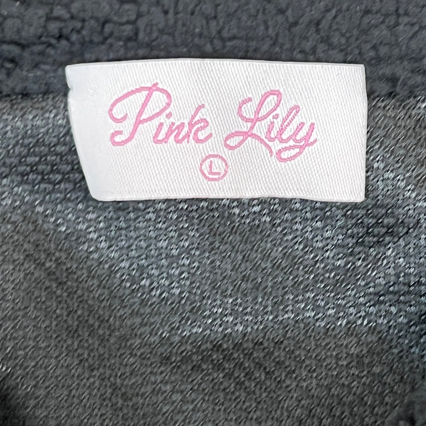 PINK LILY Fleece Button-up Jacket Women's Sz L Black PL177 (New)