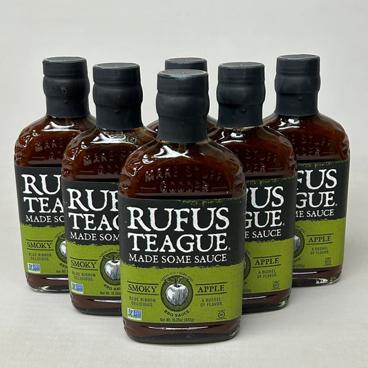 ZA@ RUFUS TEAGUE 6-PACK! Smoky Apple BBQ Sauce 15.25 oz Gluten Free Non GMO Exp 12/24 New) C