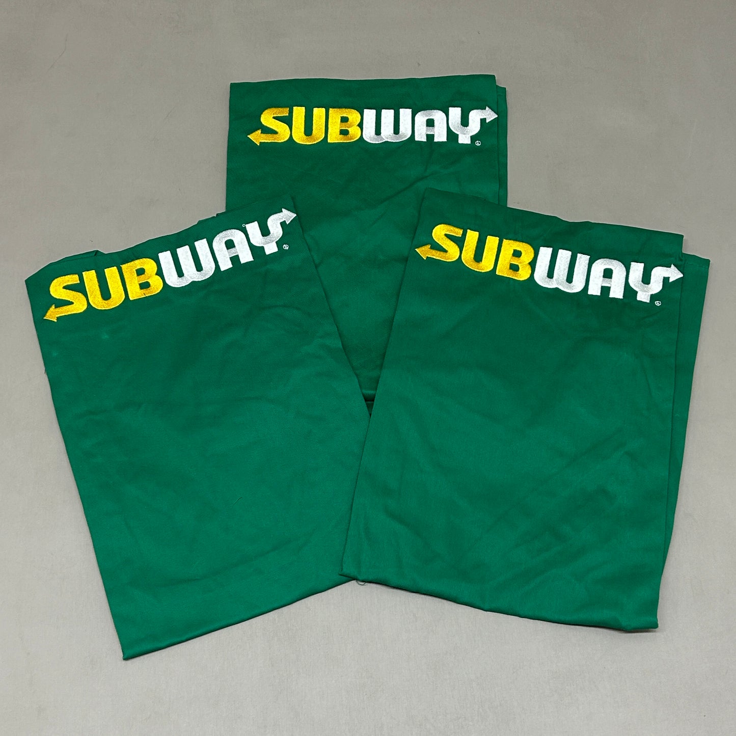 SUBWAY 3-Pack! Subway Full Size Aprons Green One Size (New)