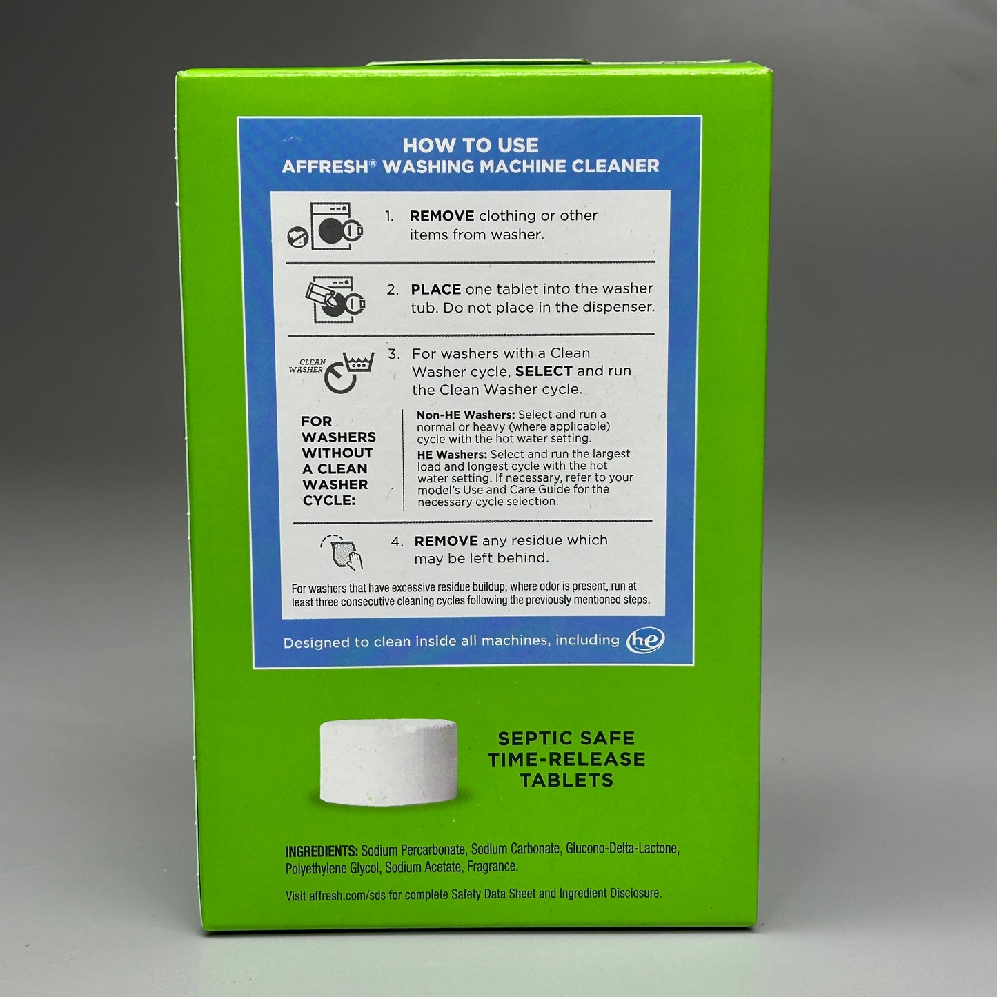 AFFRESH 6-PACK! Washing Machine Cleaner Tablets 6 ct 8.4 oz box (New)