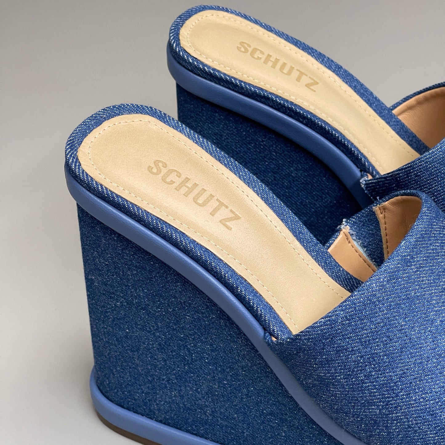 SCHUTZ Dalle Denim Women's Wedge Sandal Blue Platform Shoe Sz 6B (New)