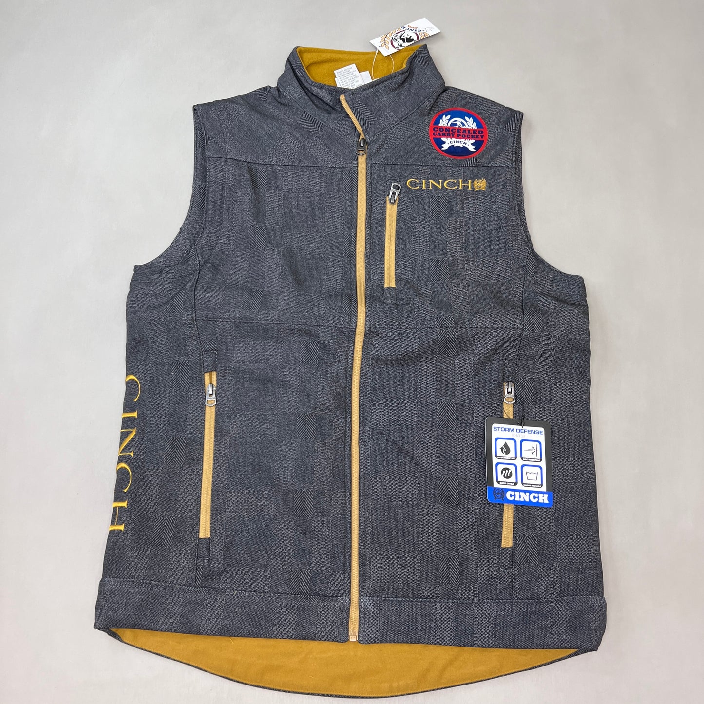 CINCH Concealed Carry Bonded Vest Men's SZ S Charcoal MWV1541006 (New)