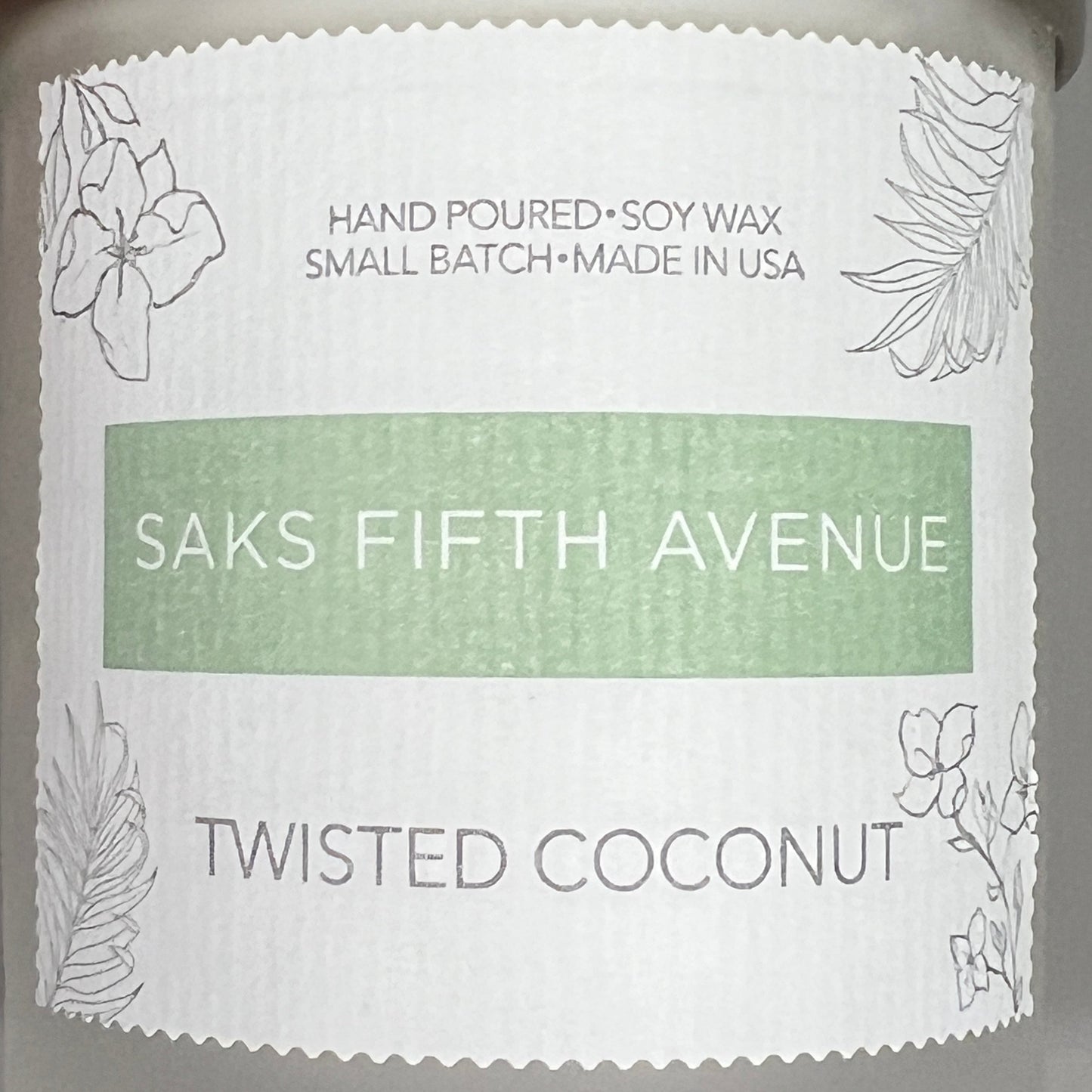 SAKS FIFTH AVENUE Twisted Coconut Hand Poured Soy Wax Candle 8 fl oz LOT OF 4! (New)