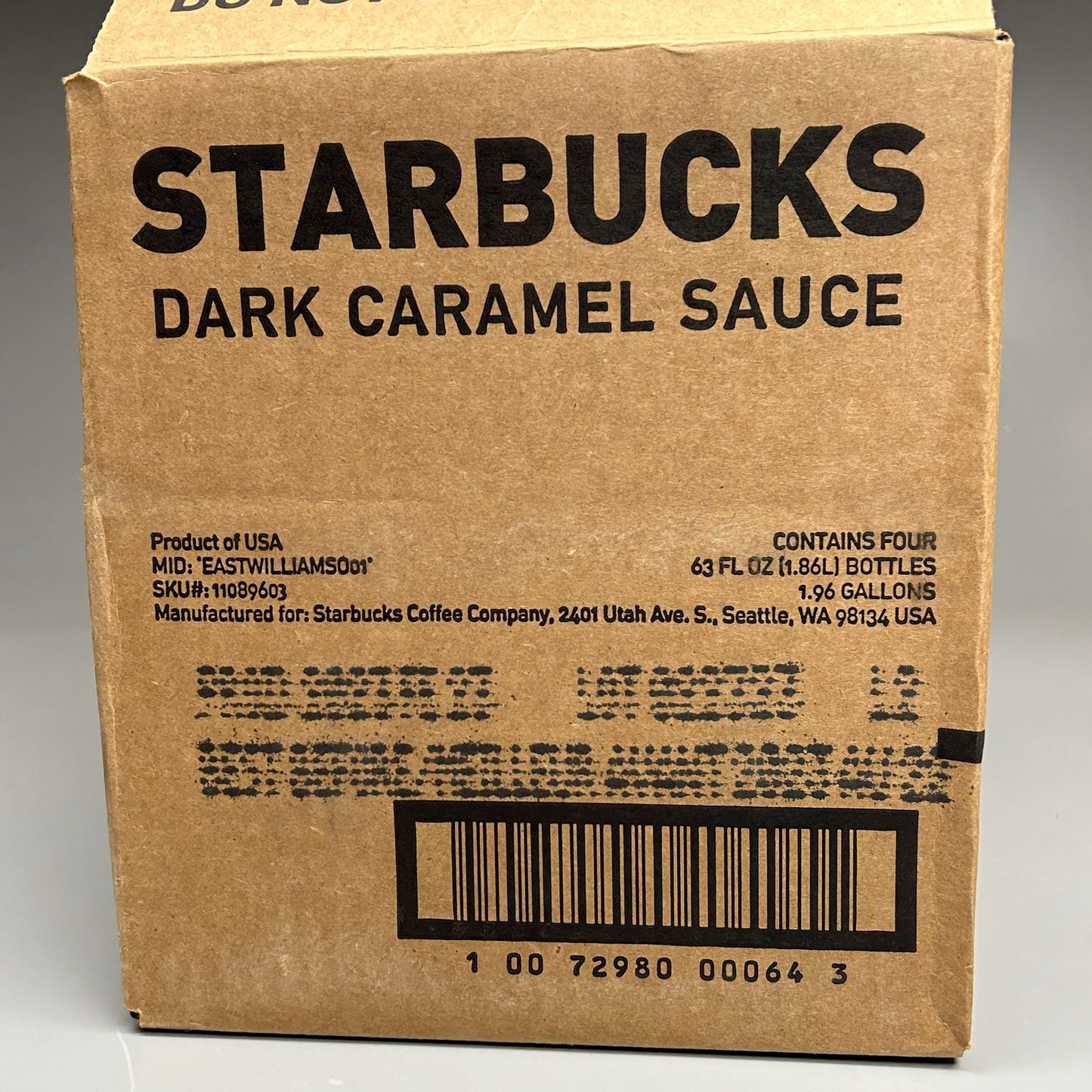ZA@ 4-PACK! STARBUCKS Dark Caramel Sauce 1.89 L BB 08/23 (New)
