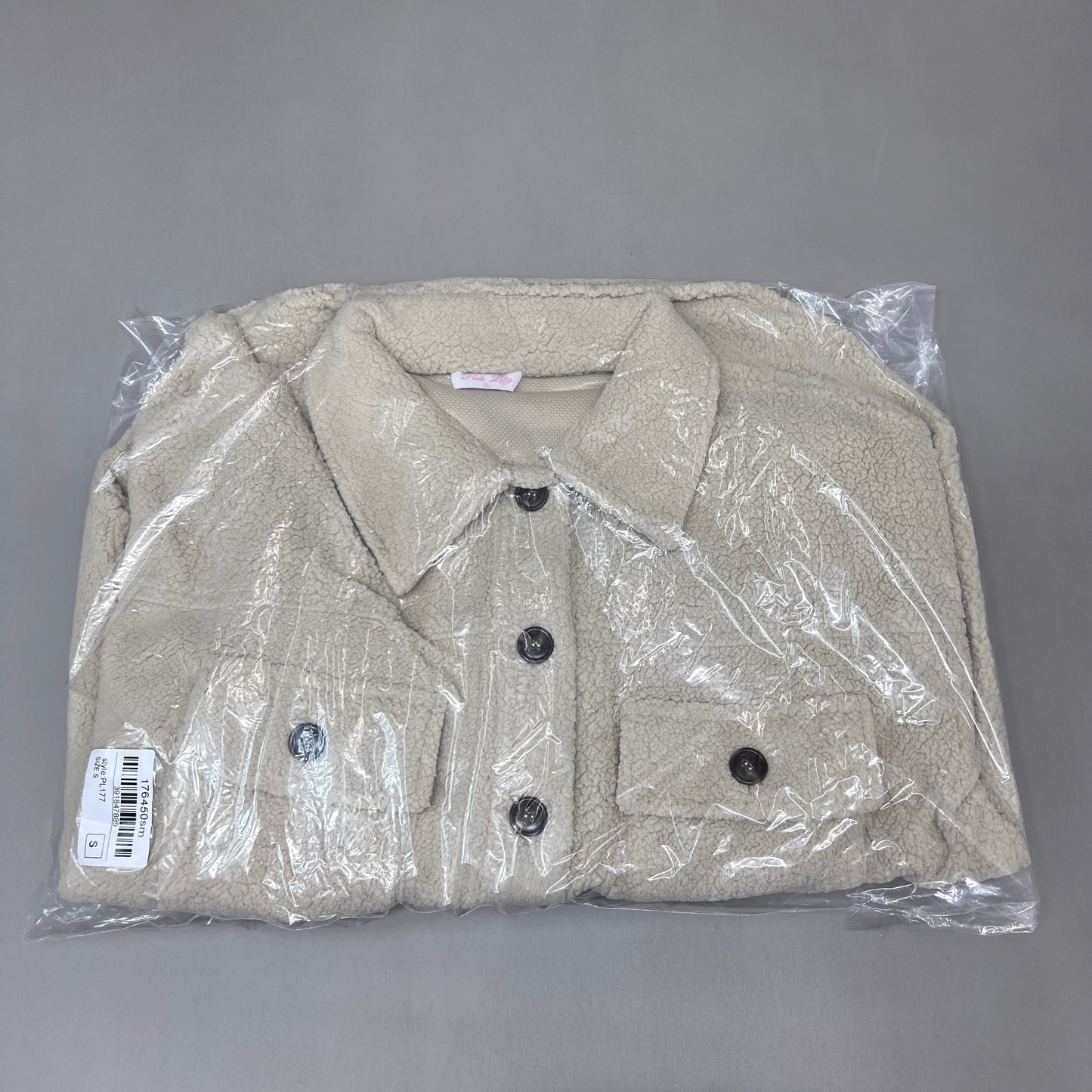 PINK LILY Fleece Button-up Jacket Women's Sz S Beige PL177 (New)