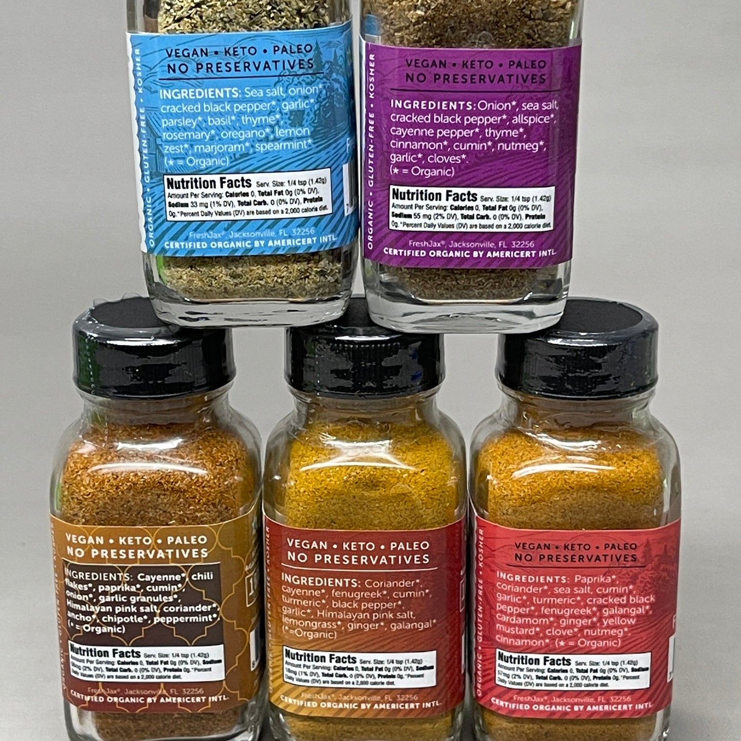 ZA@ FRESHJAX 5-PACK! Taste the World Seasonings Organic Sampler 2 oz BB 3/25 G