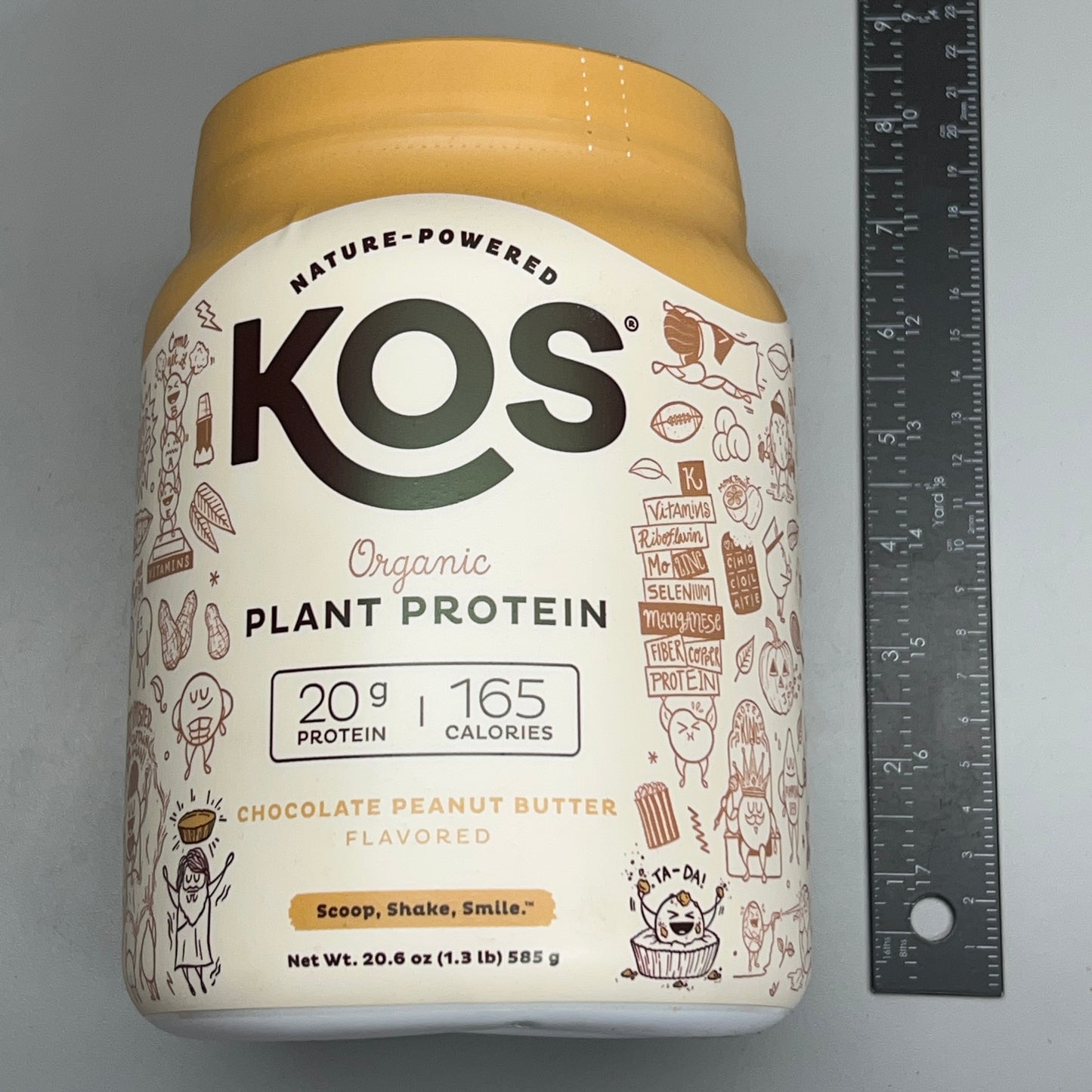 KOS Chocolate Peanut Butter Flavored Organic Plant Protein Powder 20.6 oz Exp 12/24 (New)