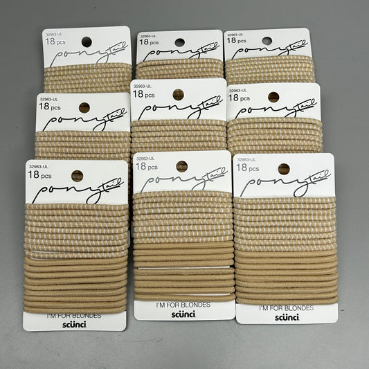 SCUNCI 9-PACK! Large Blonde Elastics 18-Pieces (New)